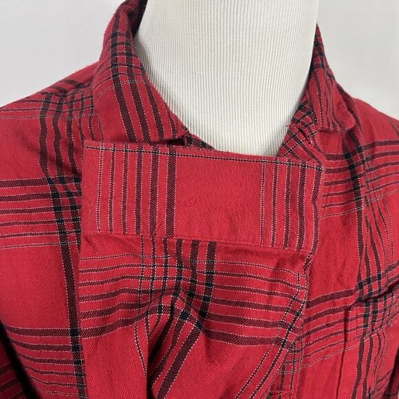 Blake Shelton x Lands End Medium Flannel Pajama Shirt Red Plaid Button Front - Picture 4 of 5
